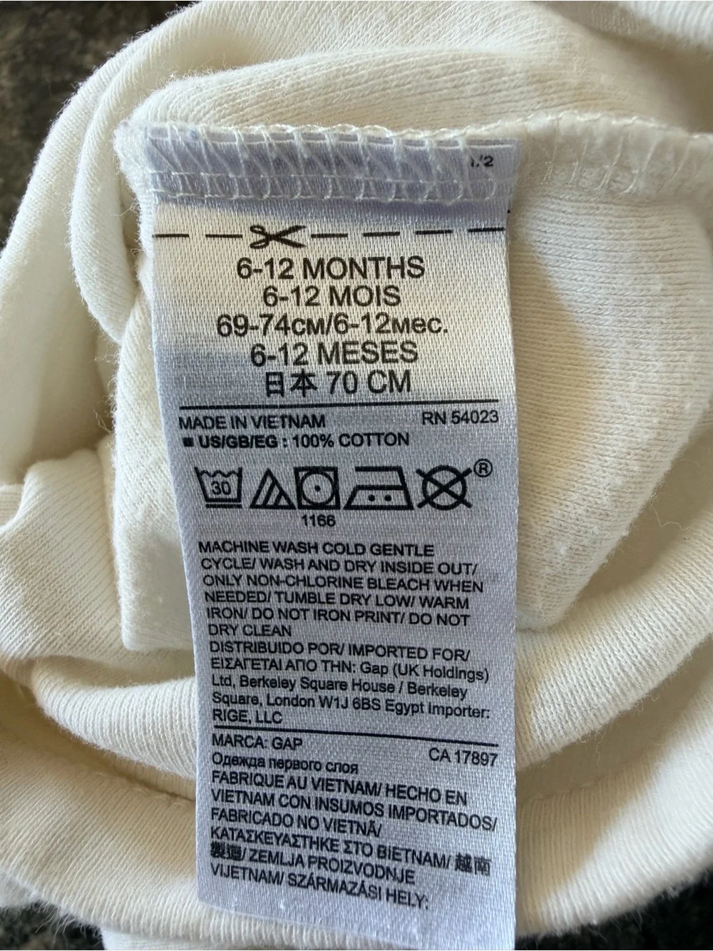 3/$15 Baby GAP White Cotton Sheep Graphic Long Sleeve Bodysuit 6-12M